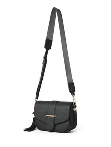 Thea Tassel Saddle Bag - Signature Black_mannequin