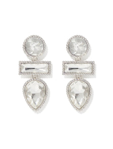 Signature Arya Tear Drop Earrings Silver & Crystal_mannequin