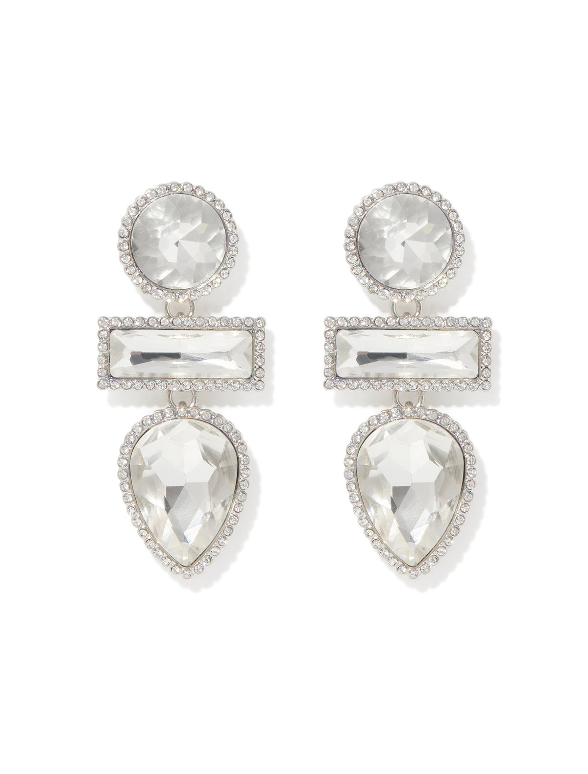 Signature Arya Tear Drop Earrings Silver & Crystal_mannequin