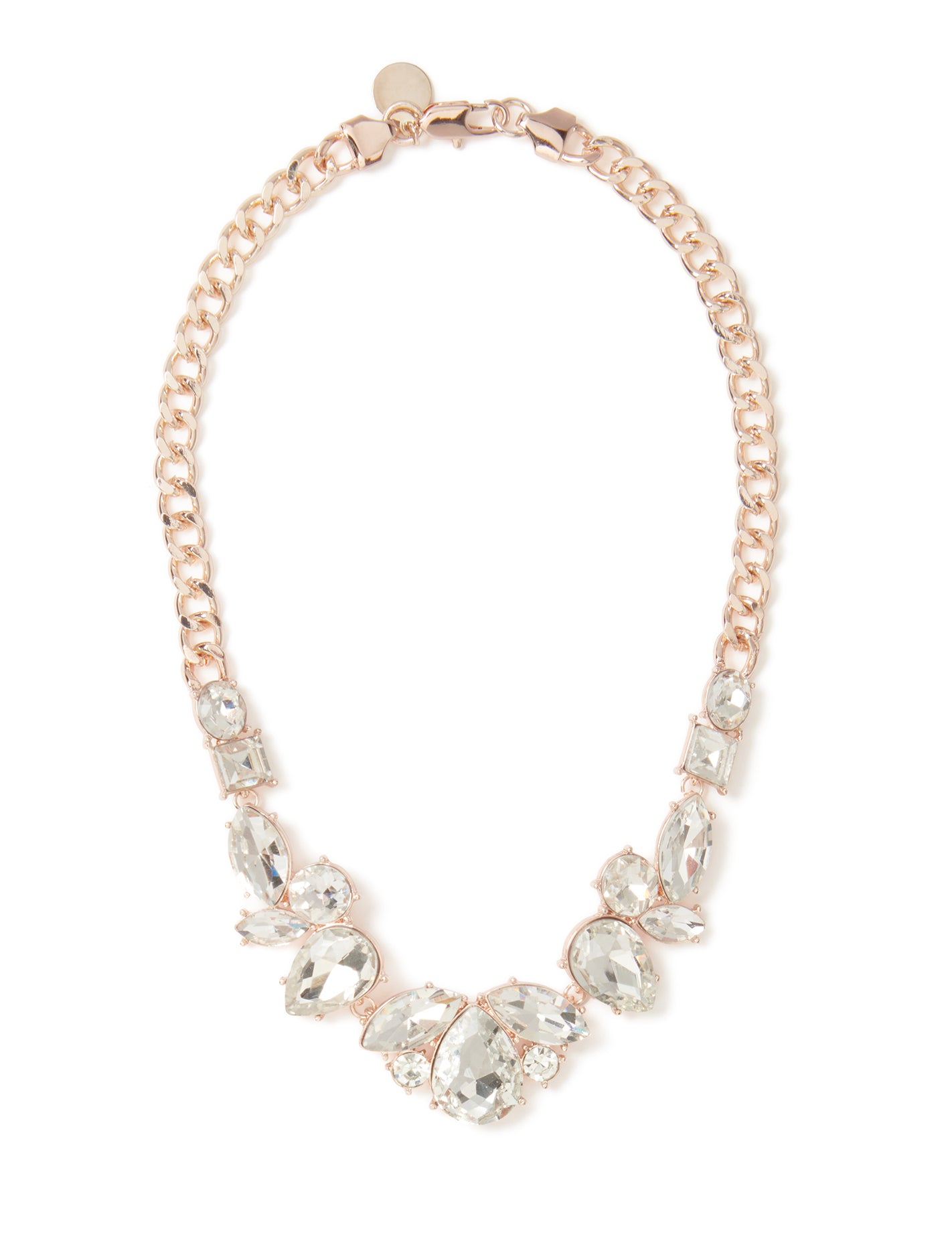 Signature Klara Stone & Chain Necklace Rose Gold & Crystal_mannequin
