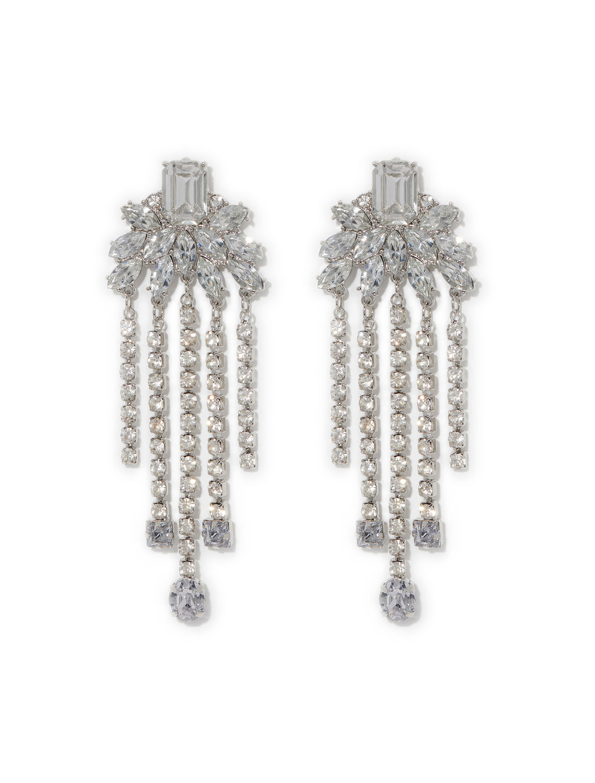 Signature Delta Statement Stone Drop Earring Silver & Crystal_mannequin