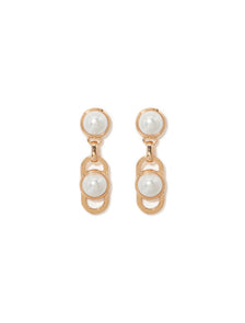 Signature Blair Link Pearl Earrings Pearl & Gold_mannequin