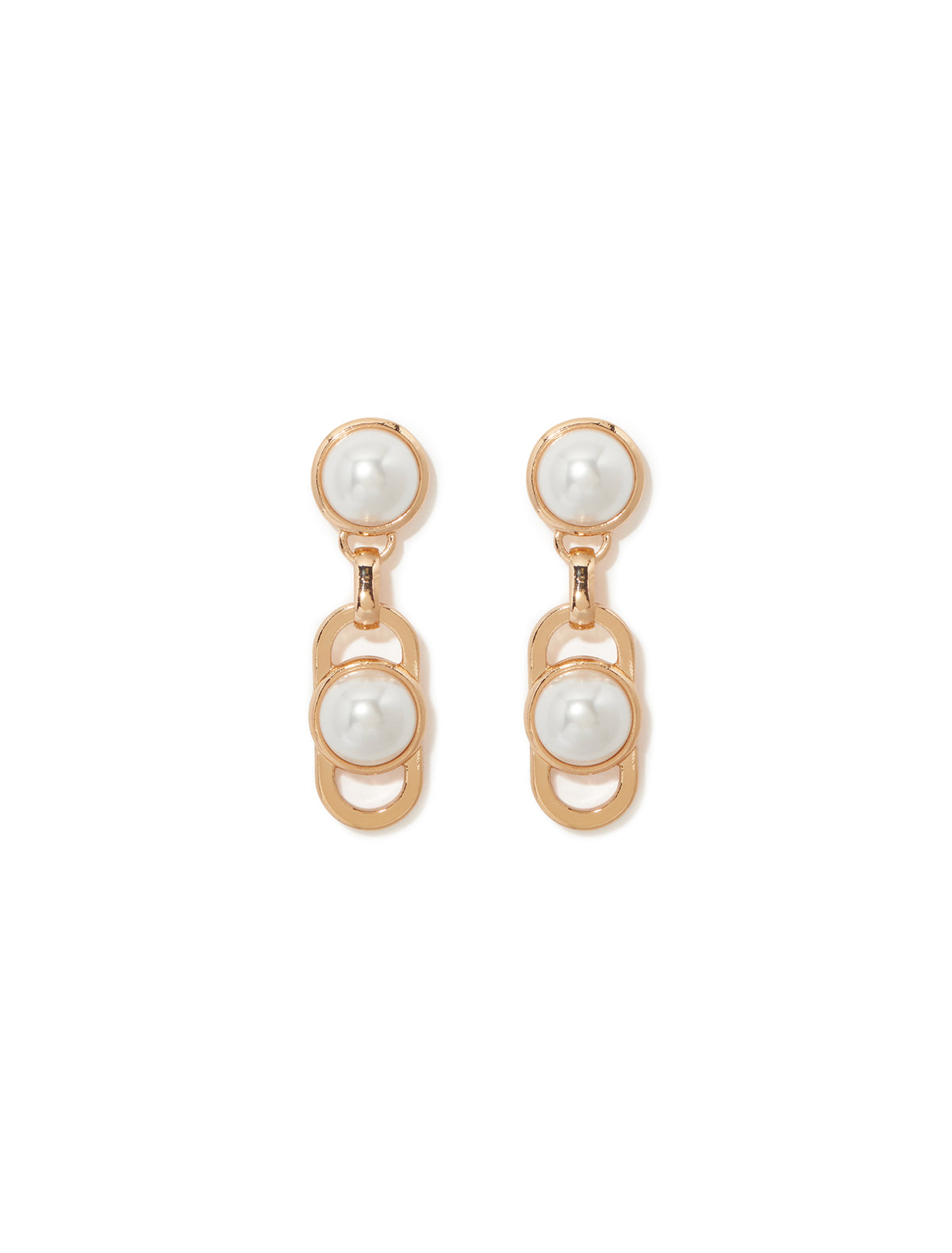 Signature Blair Link Pearl Earrings Pearl & Gold_mannequin