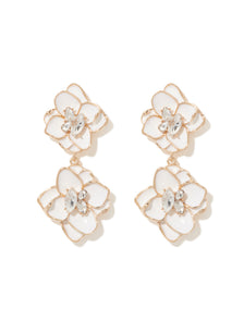 Signature Capri Statement Flower Earring White & Gold_mannequin