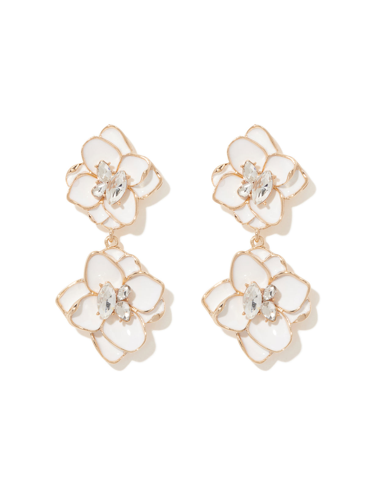 Signature Capri Statement Flower Earring White & Gold_mannequin