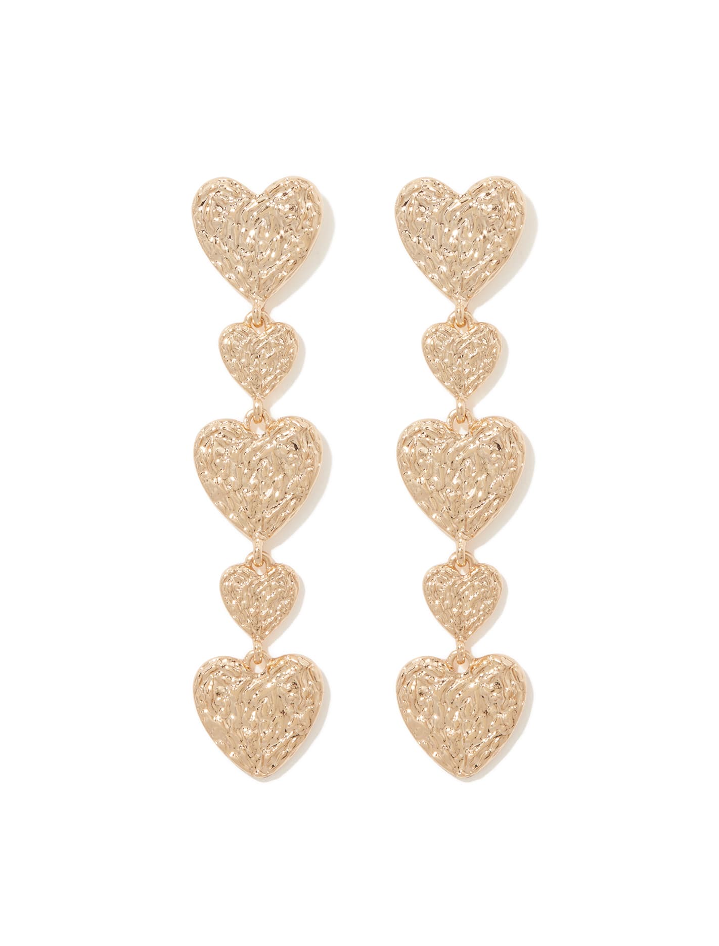 Signature Sally Textured Heart Earrings Gold_mannequin