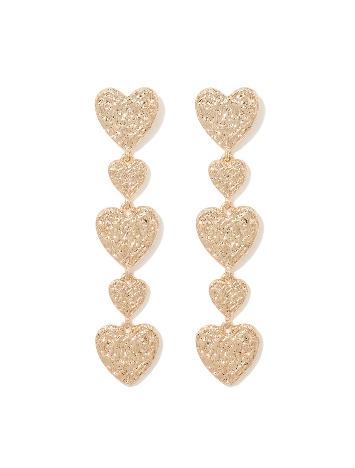Signature Sally Textured Heart Earrings Gold_mannequin