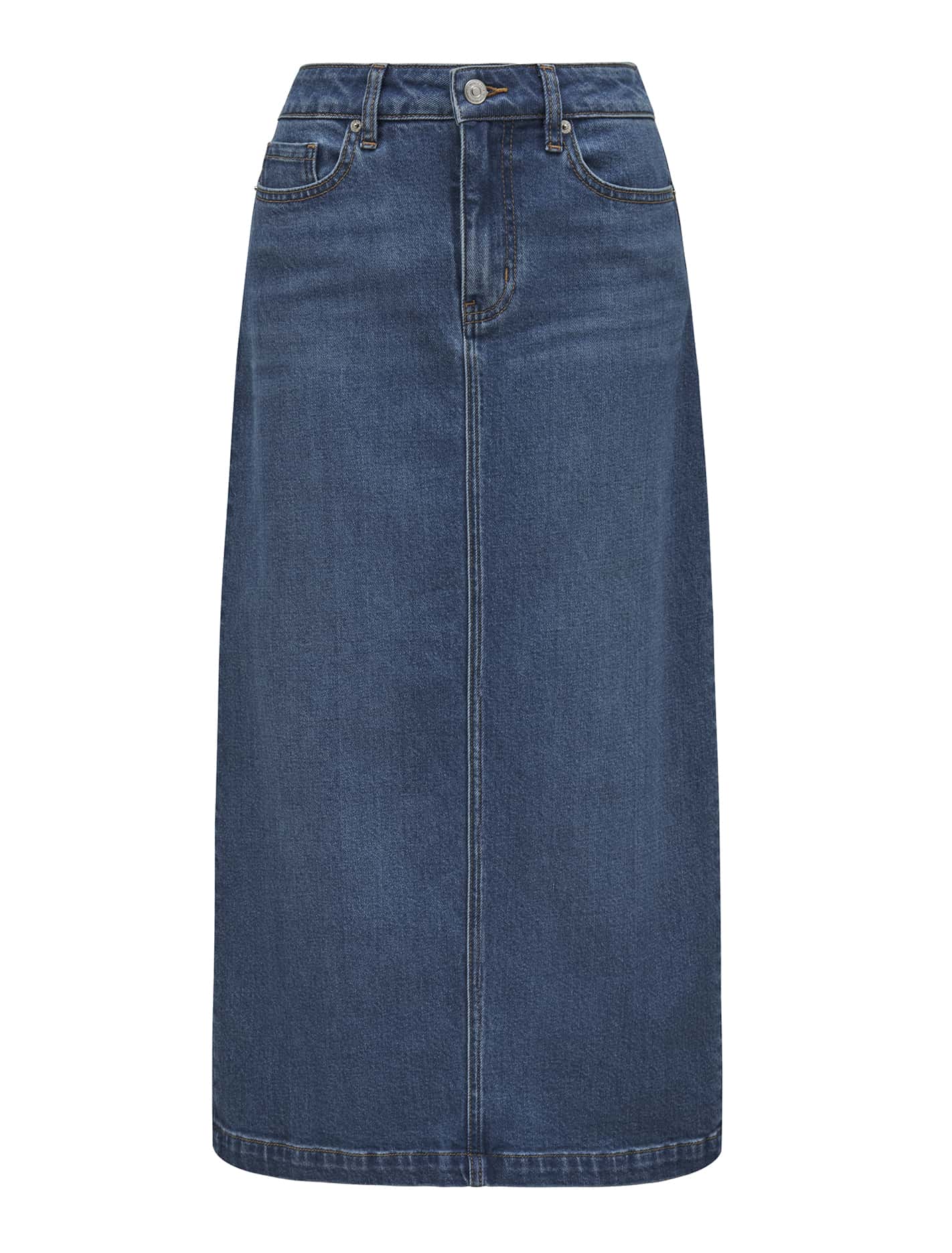 Natalie Petite Maxi Skirt Mid Wash_mannequin