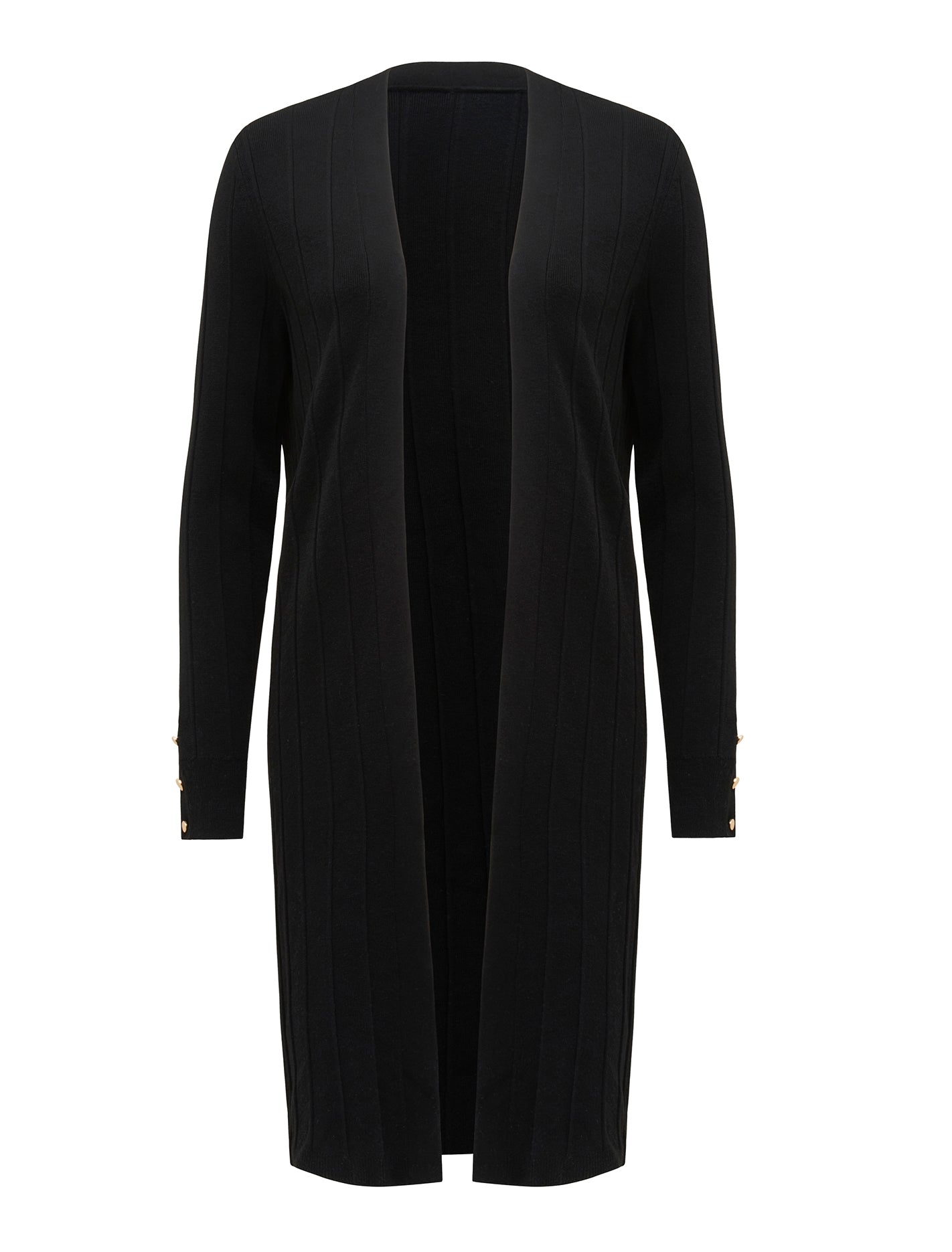 Daphne Long Ribbed Cardigan Black_mannequin