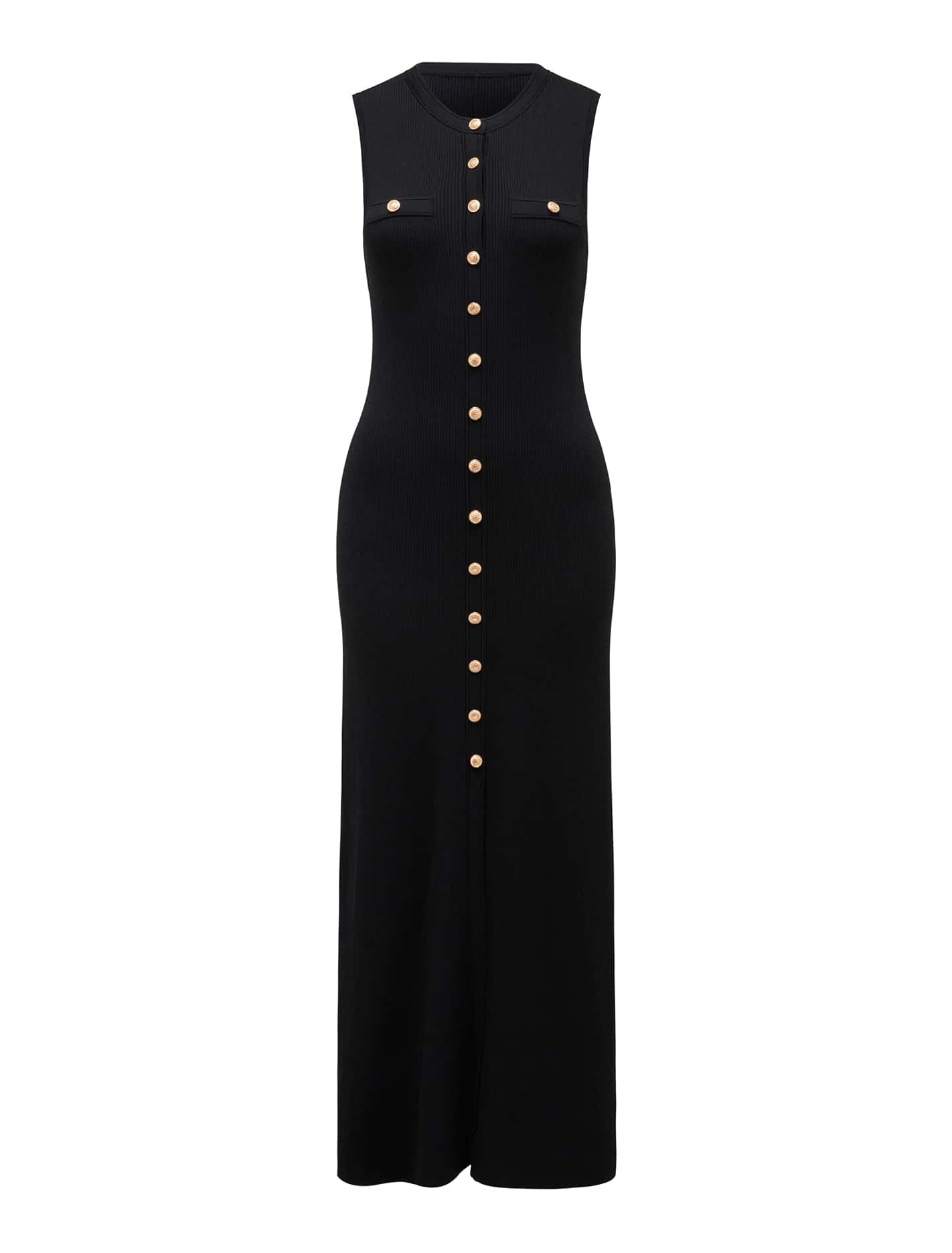 Kelly Button Through Knit Dress Black_mannequin