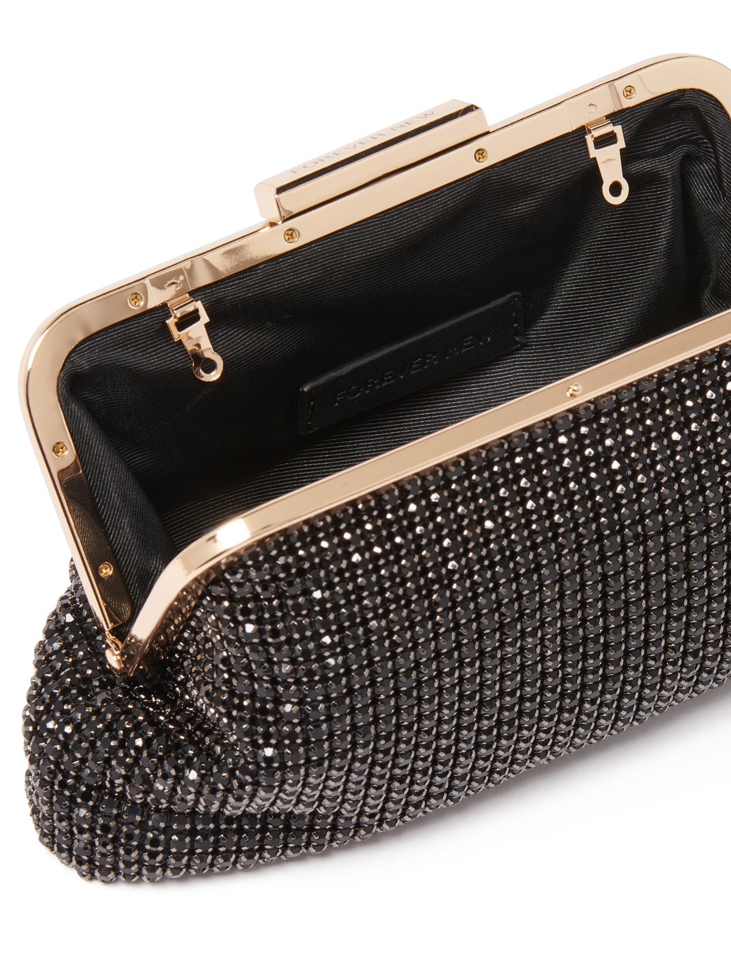 Abigail Frame Embellished Clutch - Signature Black_mannequin