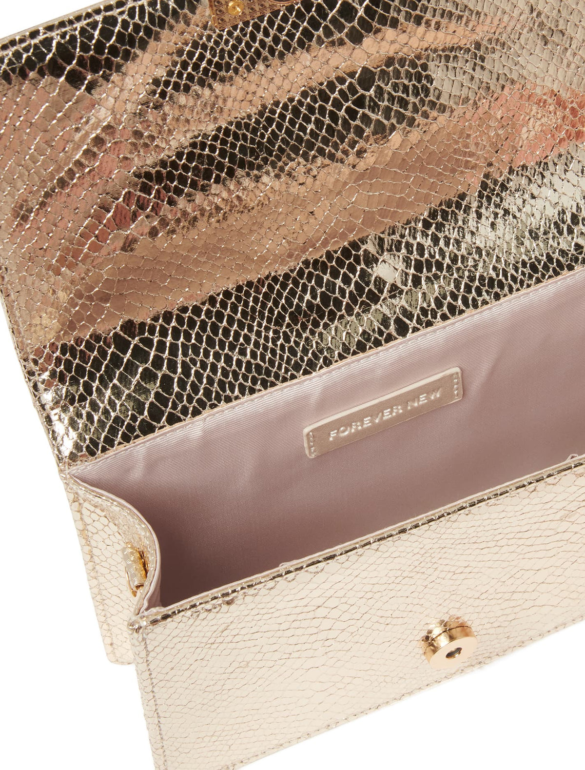Lucille Crystal Clutch - Signature Gold Snake_mannequin