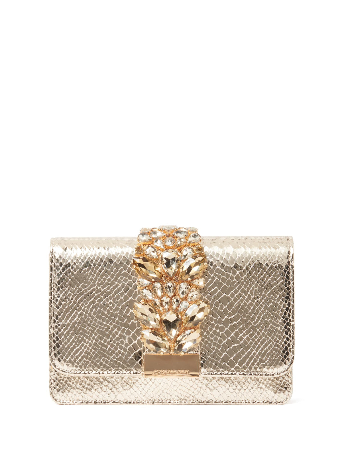 Lucille Crystal Clutch - Signature Gold Snake_mannequin