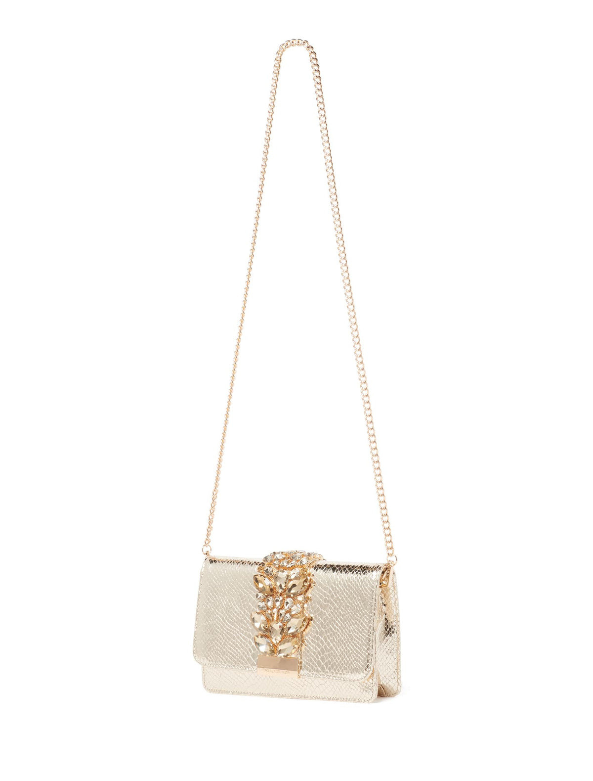 Lucille Crystal Clutch - Signature Gold Snake_mannequin