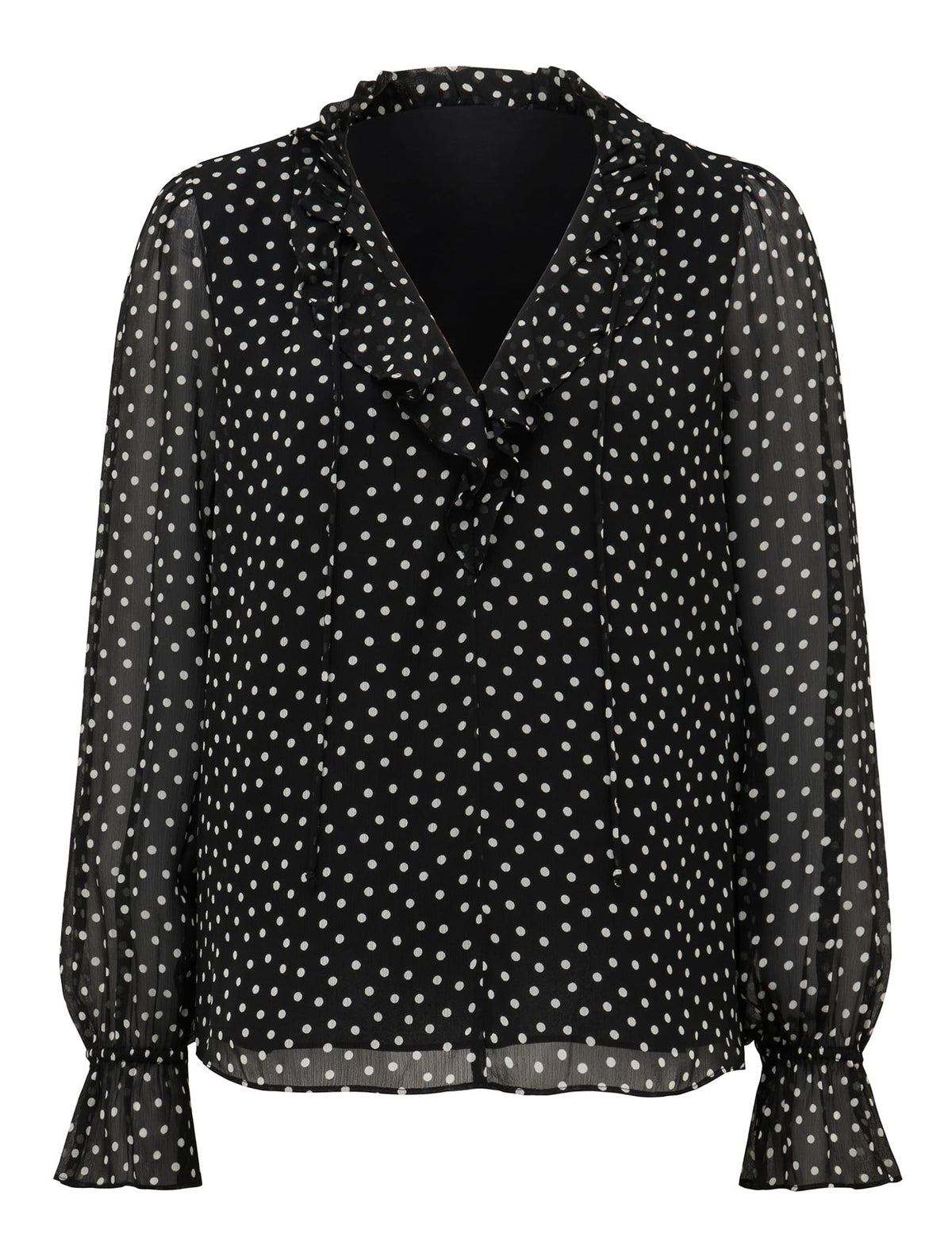 Renata Ruffle Blouse Small Black Savona Spot_mannequin