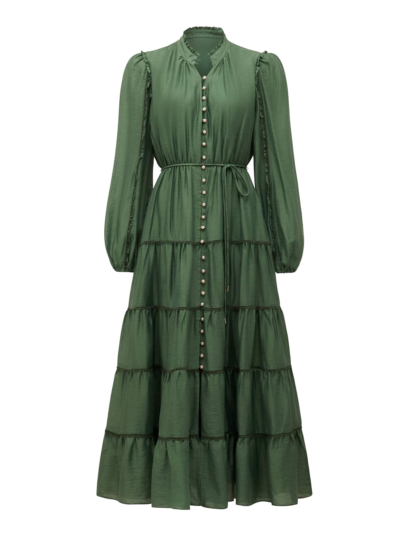 Jessie Button Down Midi Leaf Green_mannequin