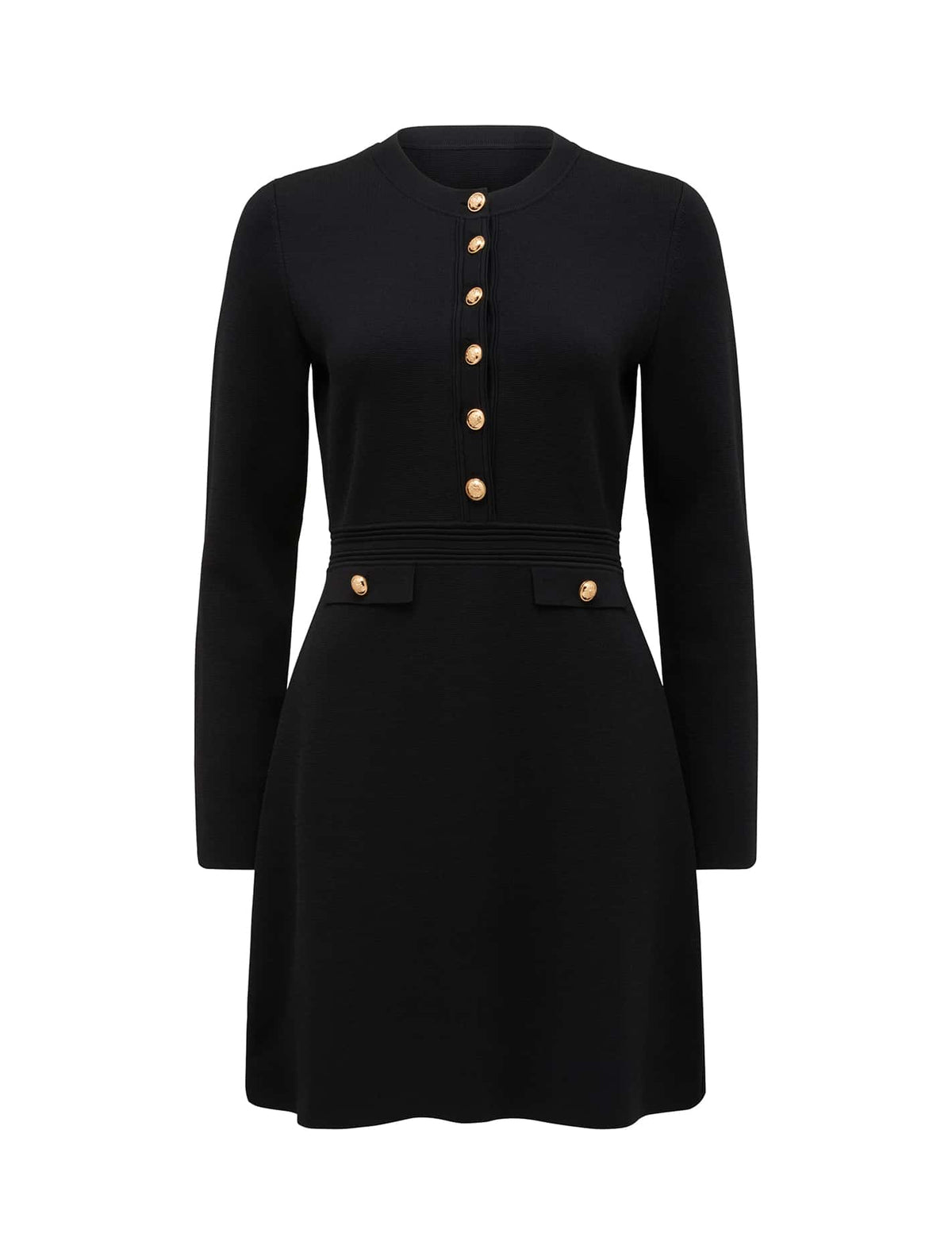Karina Petite L/S Polo Knit Dress Black_mannequin