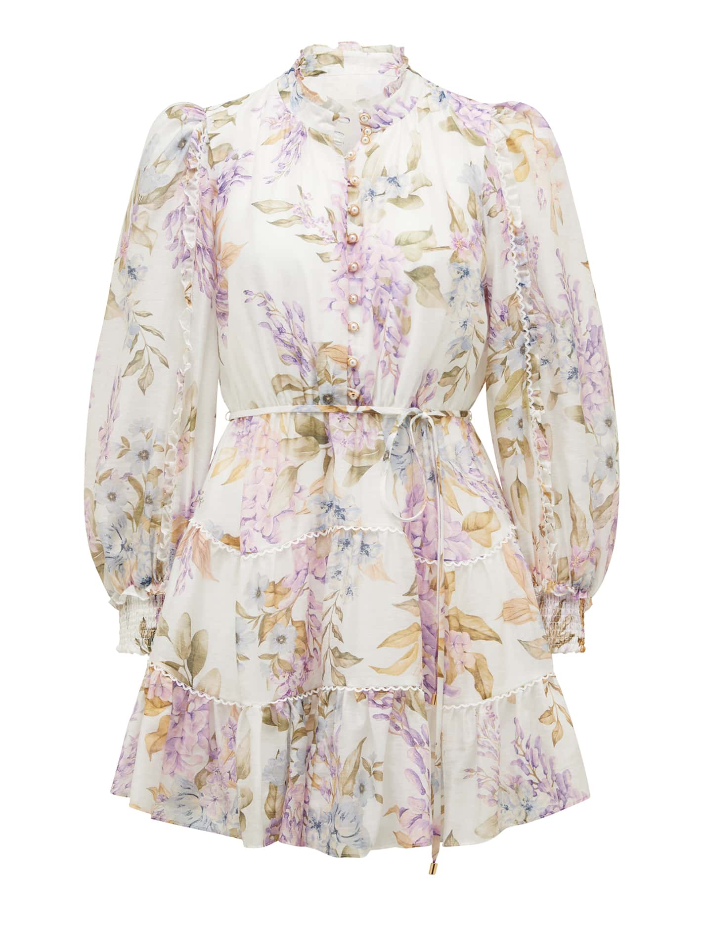 Caterina Petite Printed Mini Skater Lilac Conifer Floral_mannequin