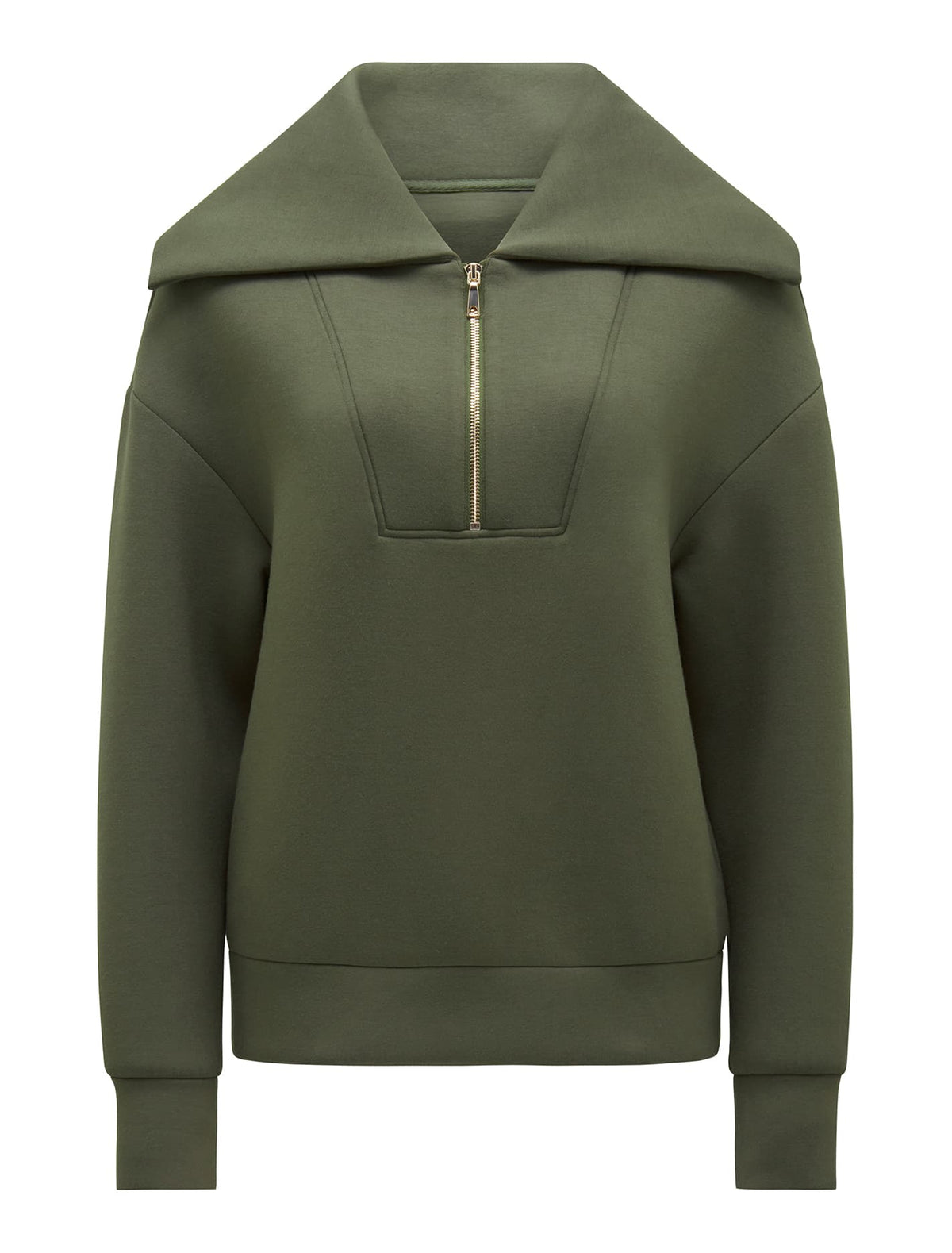 Tiana Loungewear Zip Front Sweatshirt Olive Green_mannequin
