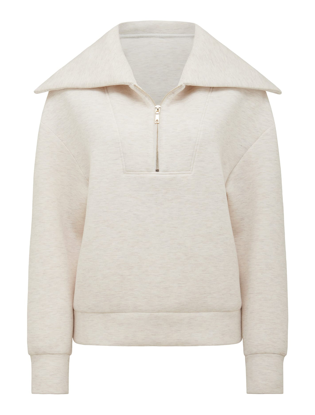 Tiana Loungewear Zip Front Sweatshirt Oatmeal Marle_mannequin