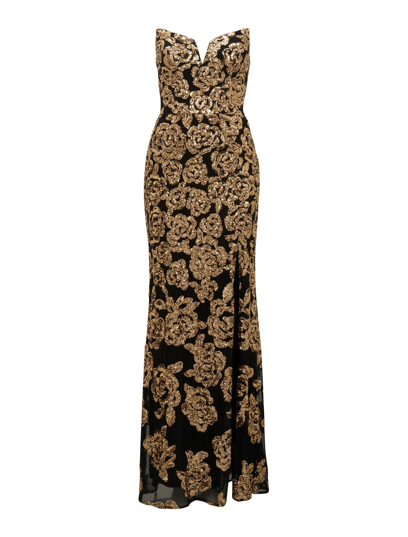 Chrissy Strapless Gown Black & Gold_mannequin