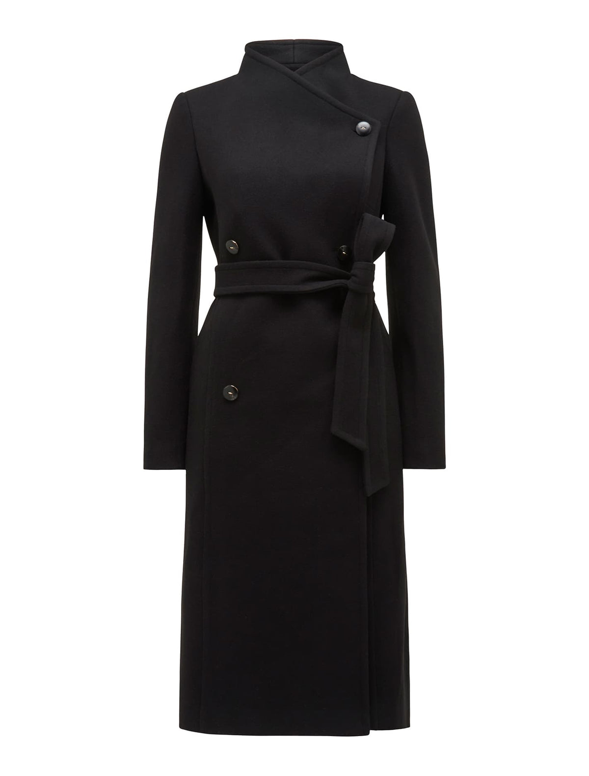 Ari Funnel-Neck Coat Black_mannequin