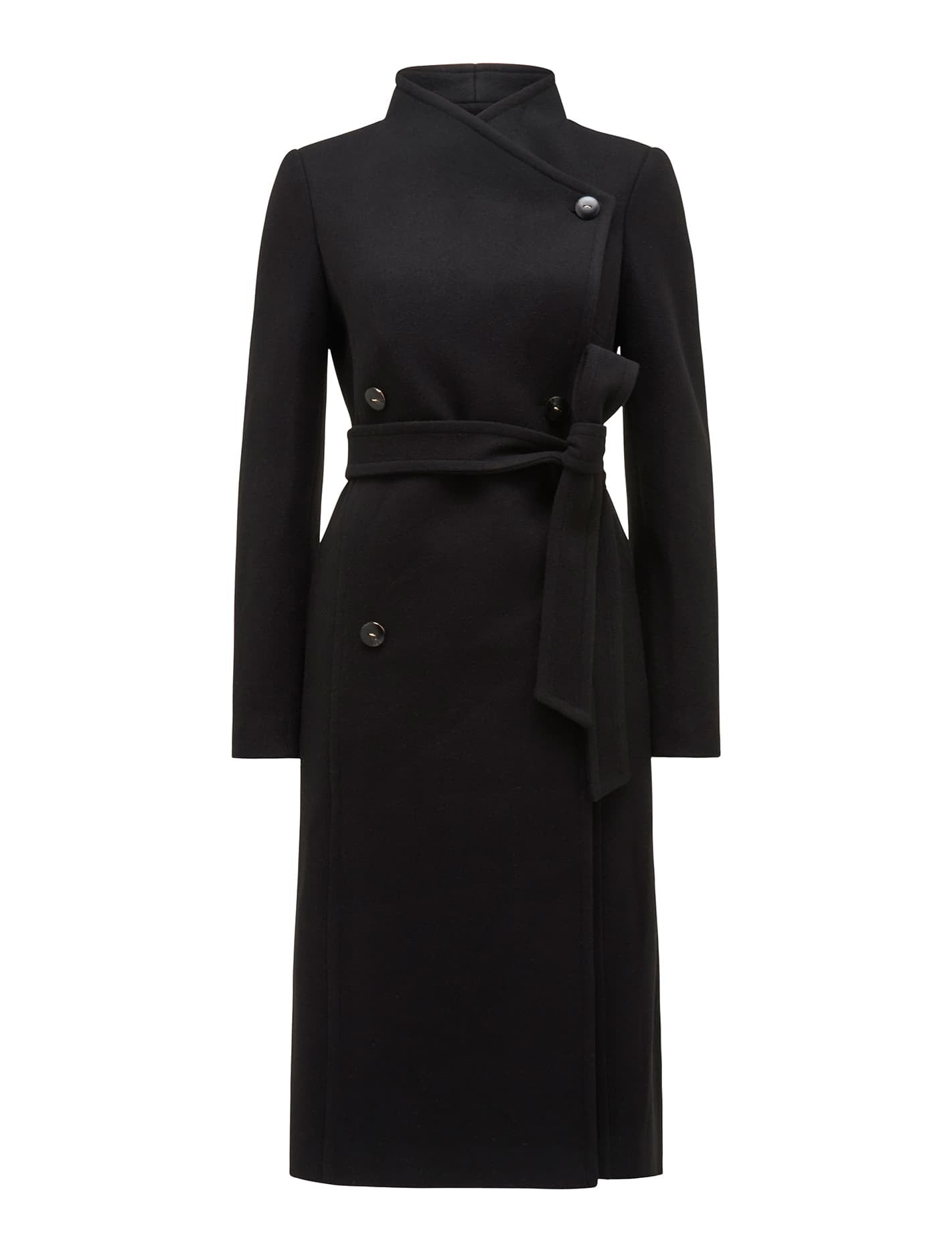Ari Funnel-Neck Coat Black_mannequin