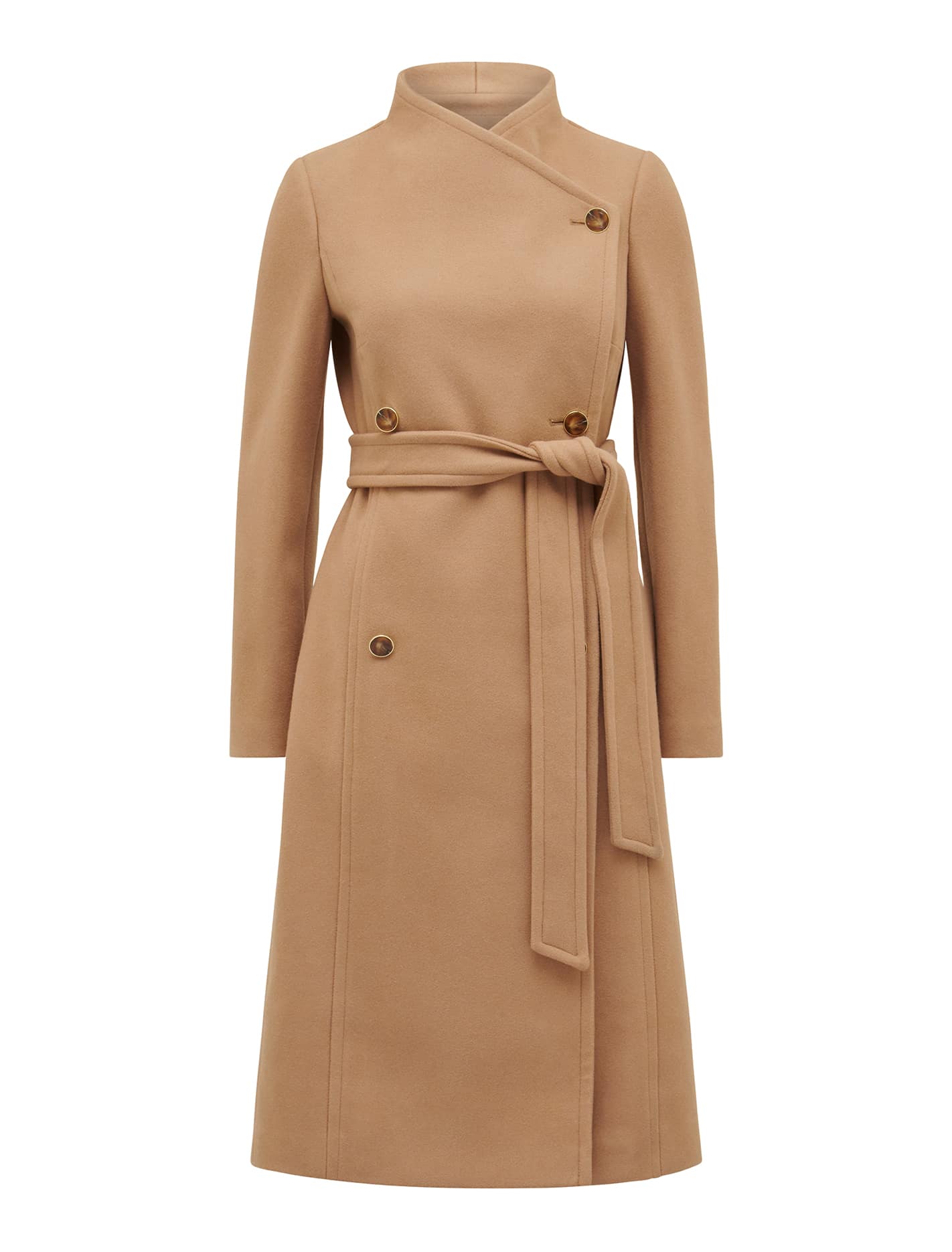 Ari Funnel-Neck Coat Camel_mannequin