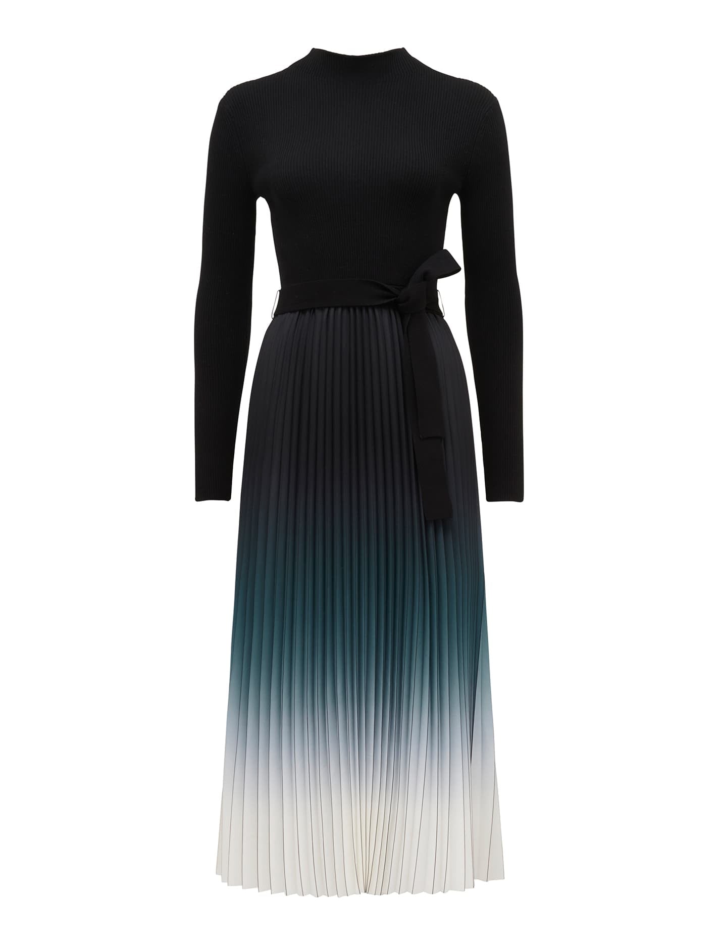 Harmony Ombre Pleat Midi Dress Black Ombre_mannequin