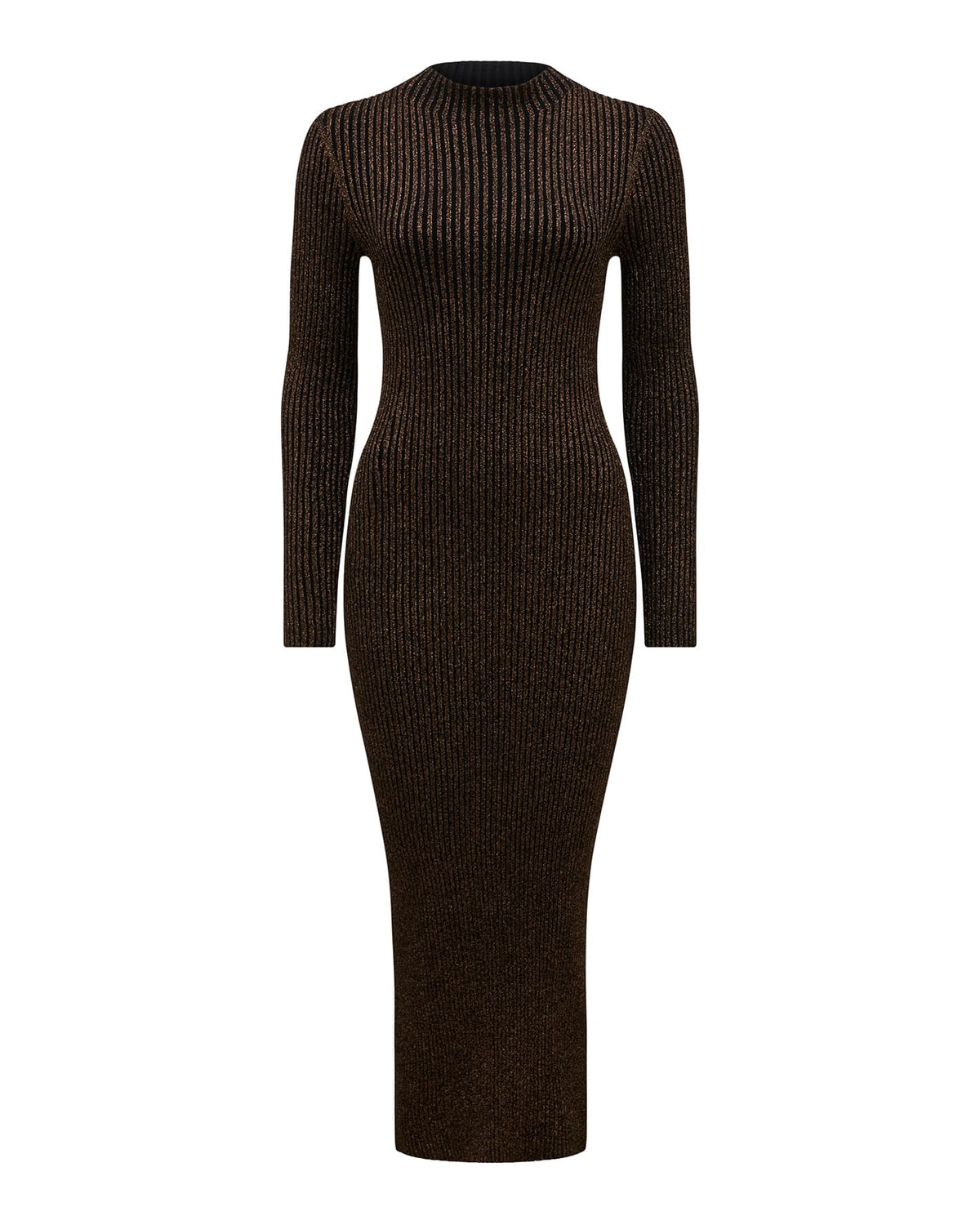 Eliza Ribbed Column Midi Dress Bronze Lurex_mannequin