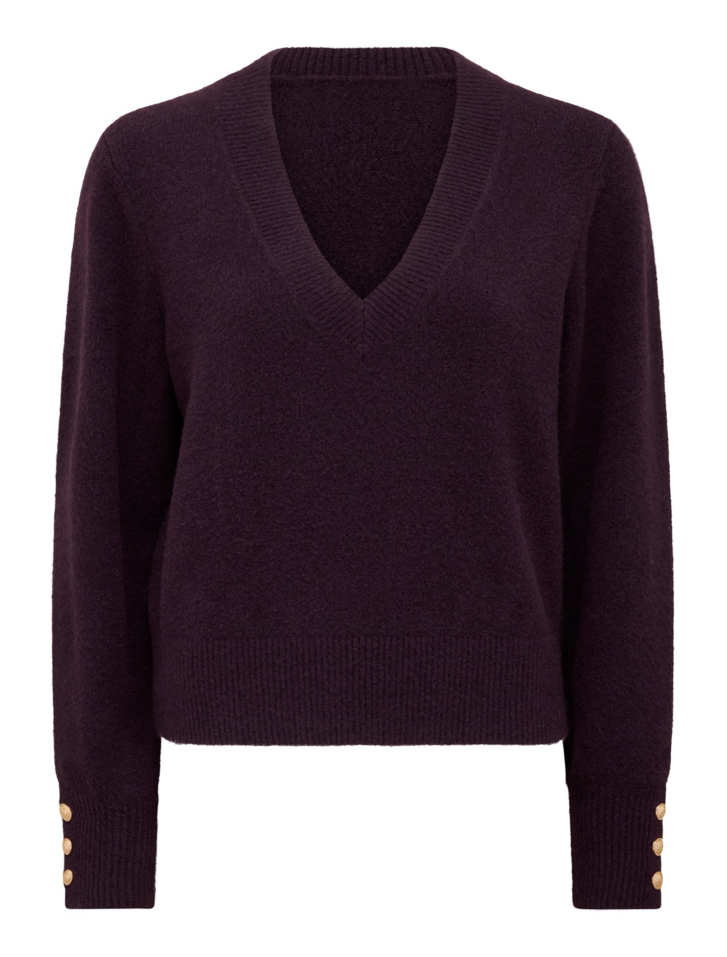 Sabrina Button Cuff Knit Sweater Mulberry_mannequin