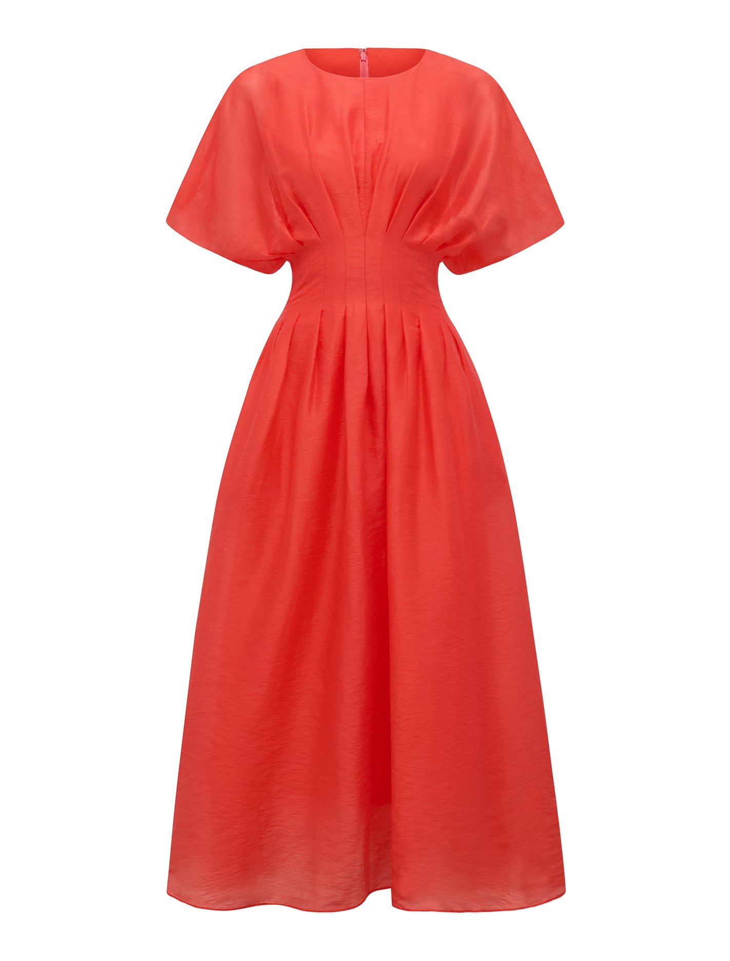 Eve Seam Detail Midi Dress Cherry Tomato_mannequin