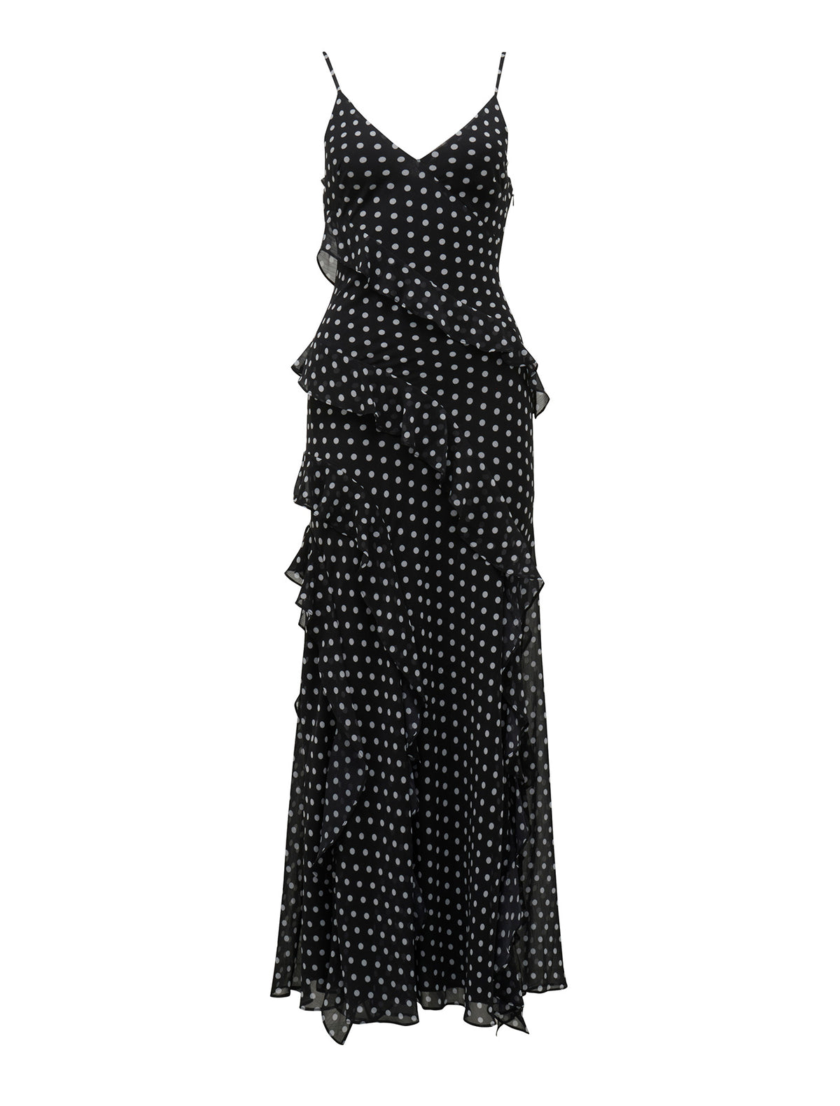 Poppy Ruffle Gown Black Savona Spot_mannequin