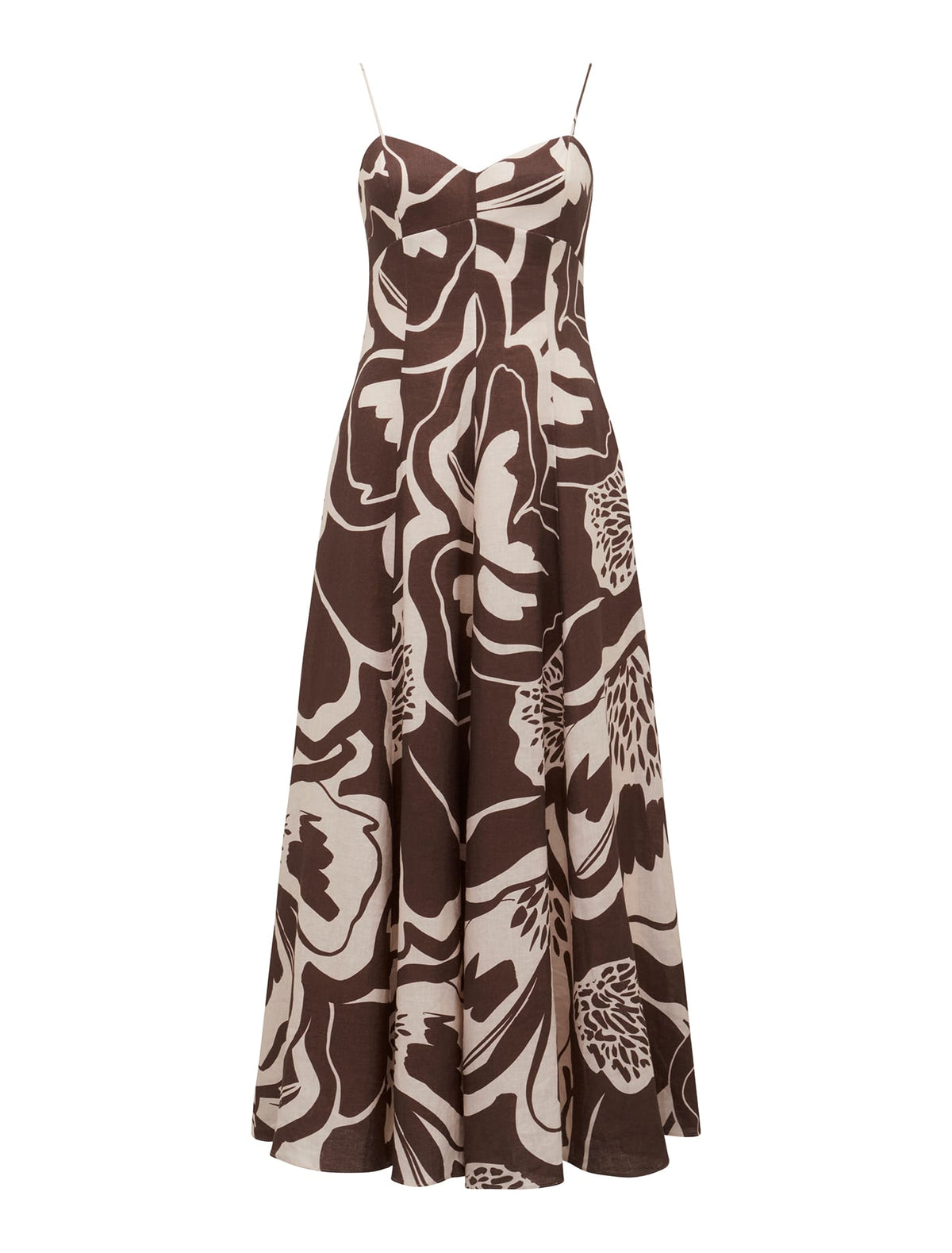 Vayda Strap Midi Sun Dress Brown Dunstan_mannequin