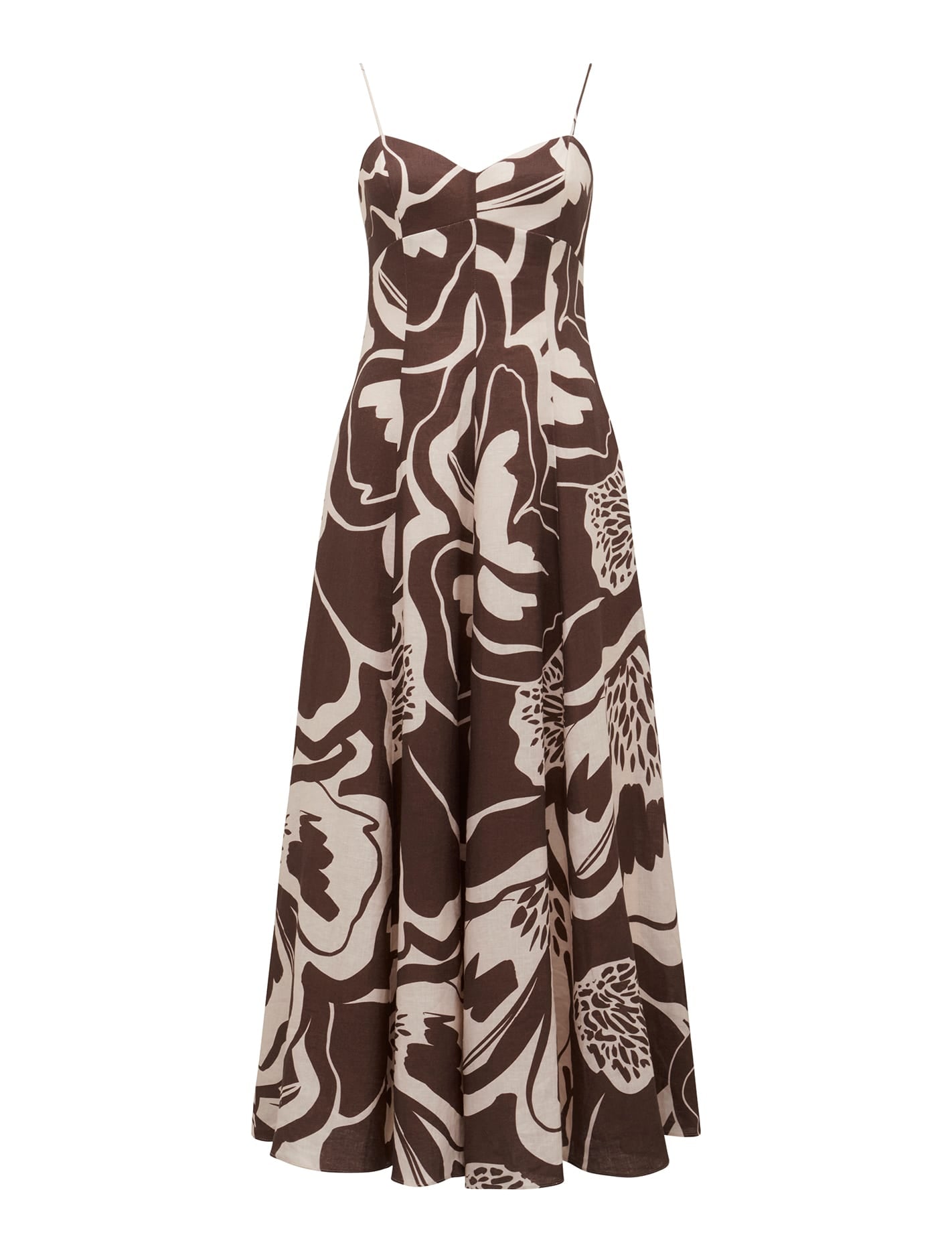 Vayda Strap Midi Sun Dress Brown Dunstan_mannequin