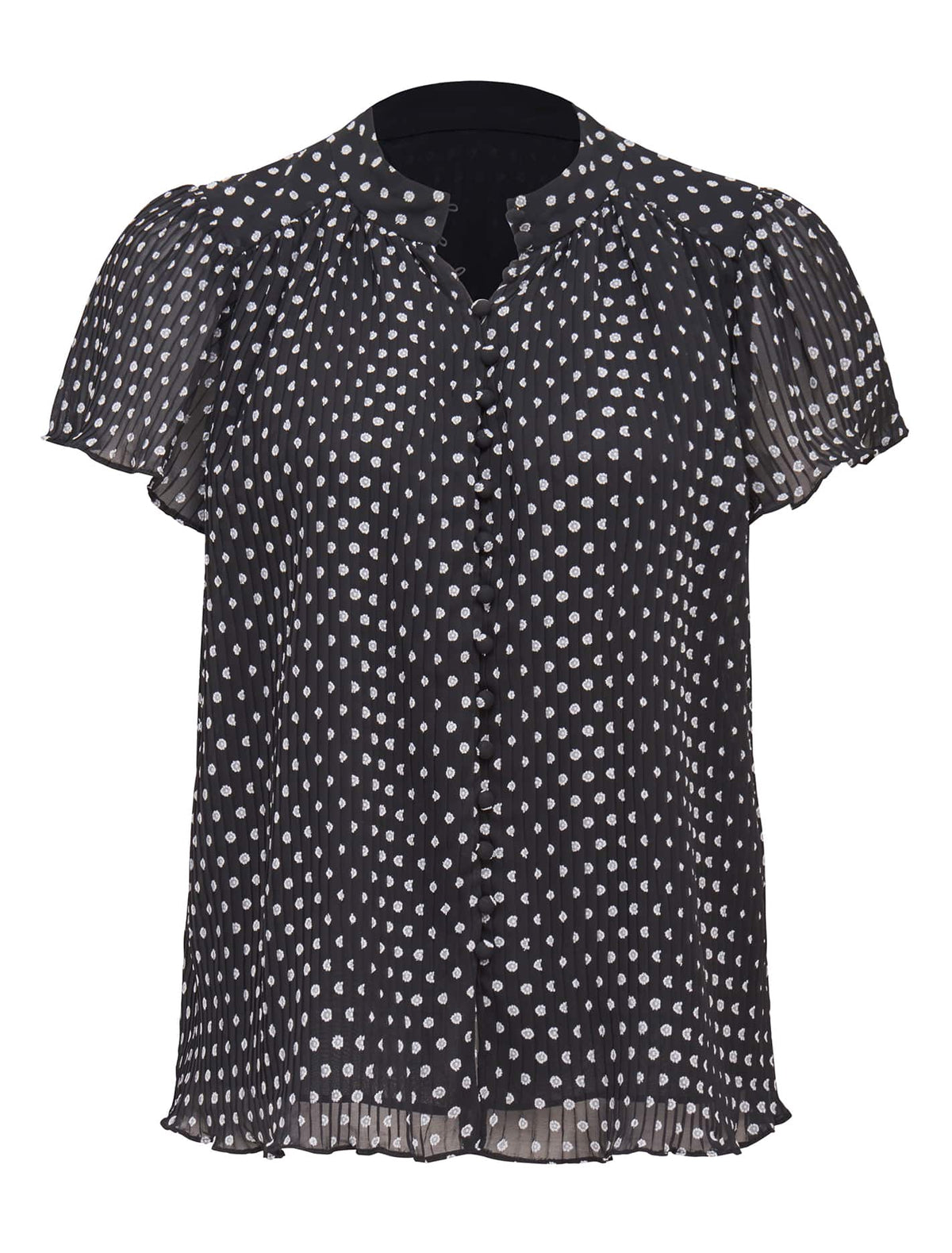 Yvonne Flutter Trim Spliced Blouse Dark Navy_mannequin
