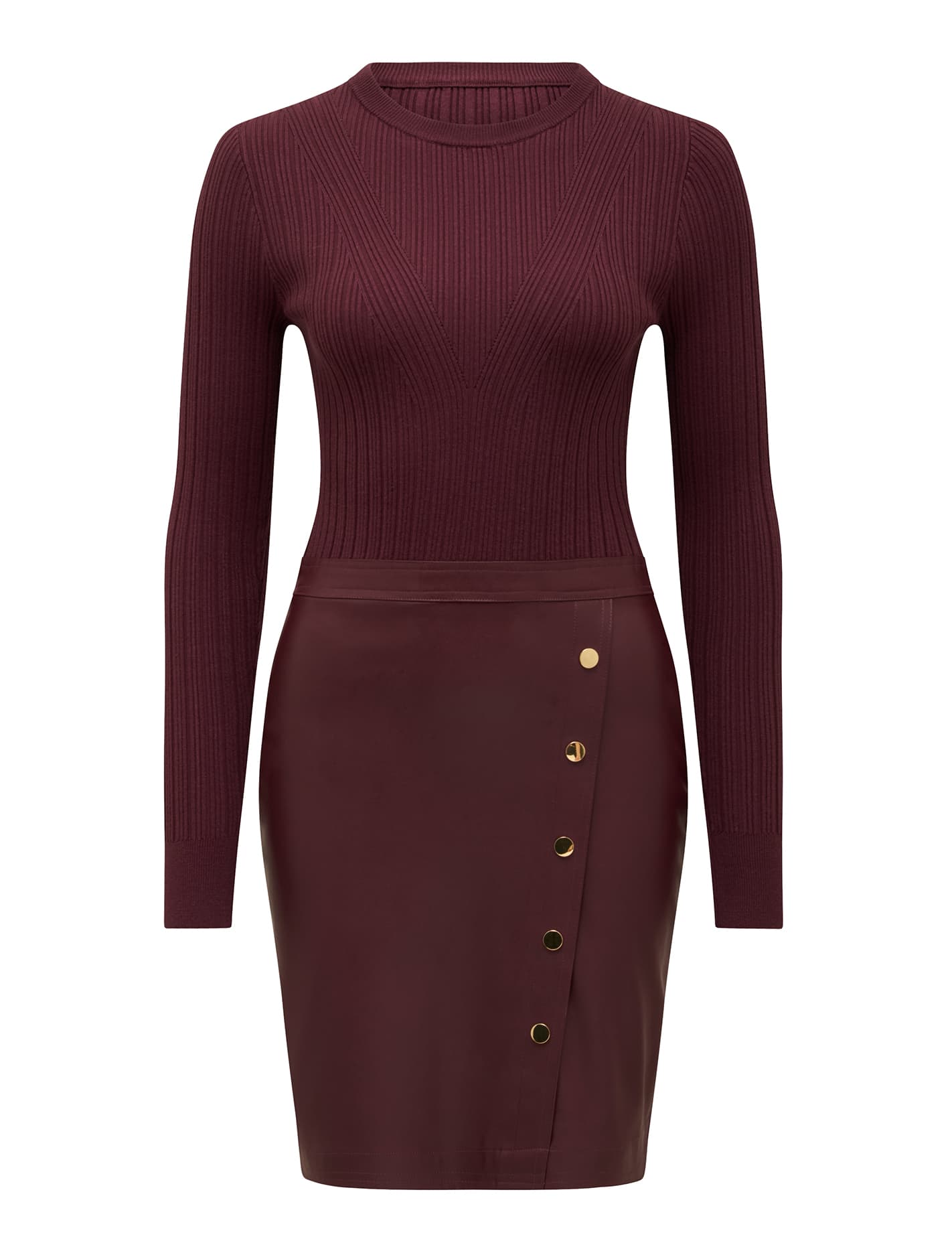Lara Pu Mixed Mini Dress Madder Brown_mannequin