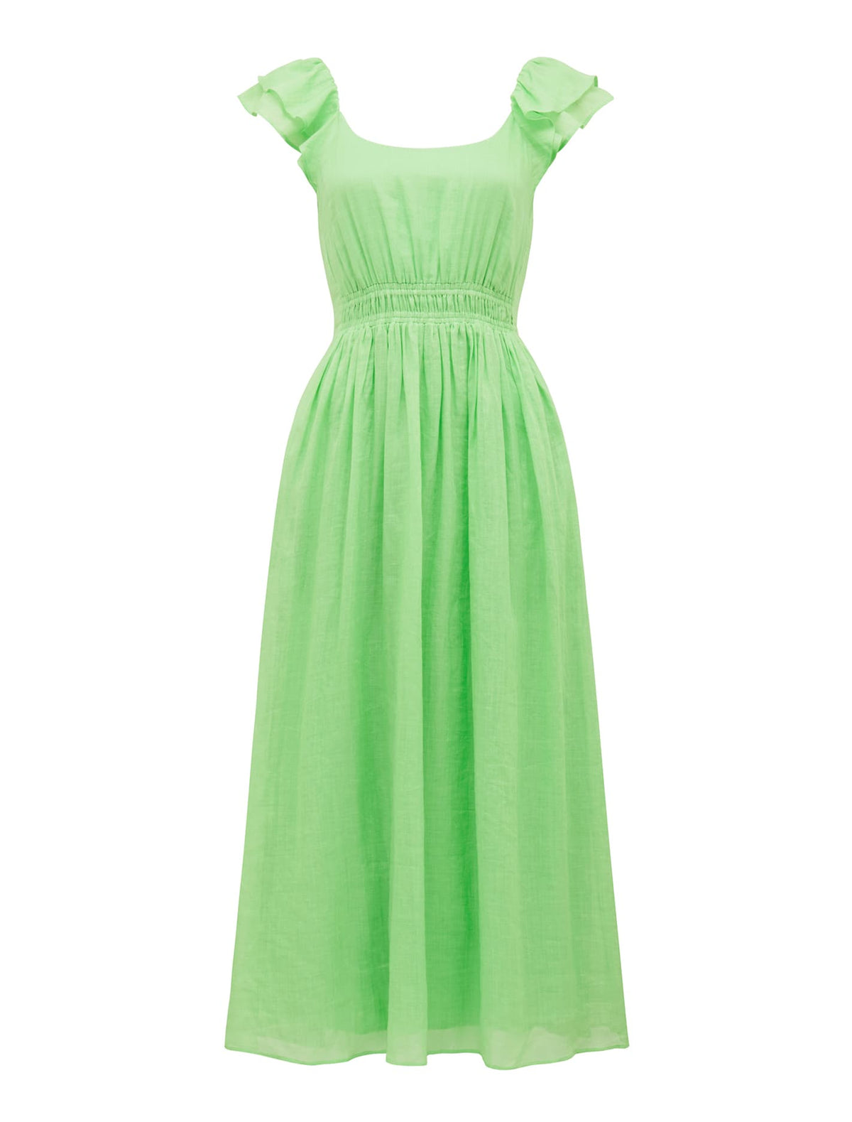 Tonya Flutter Sleeve Dress Green Guage_mannequin