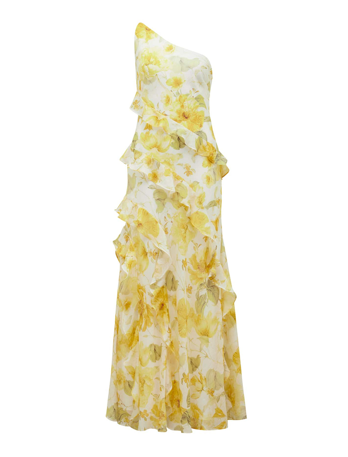 Belle Petite One Shoulder Gown Yellow Layla_mannequin