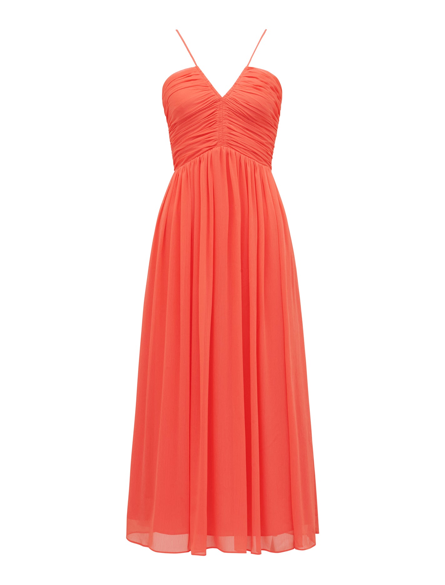 Nakita Petite Ruched Bodice Maxi Coral Crush_mannequin