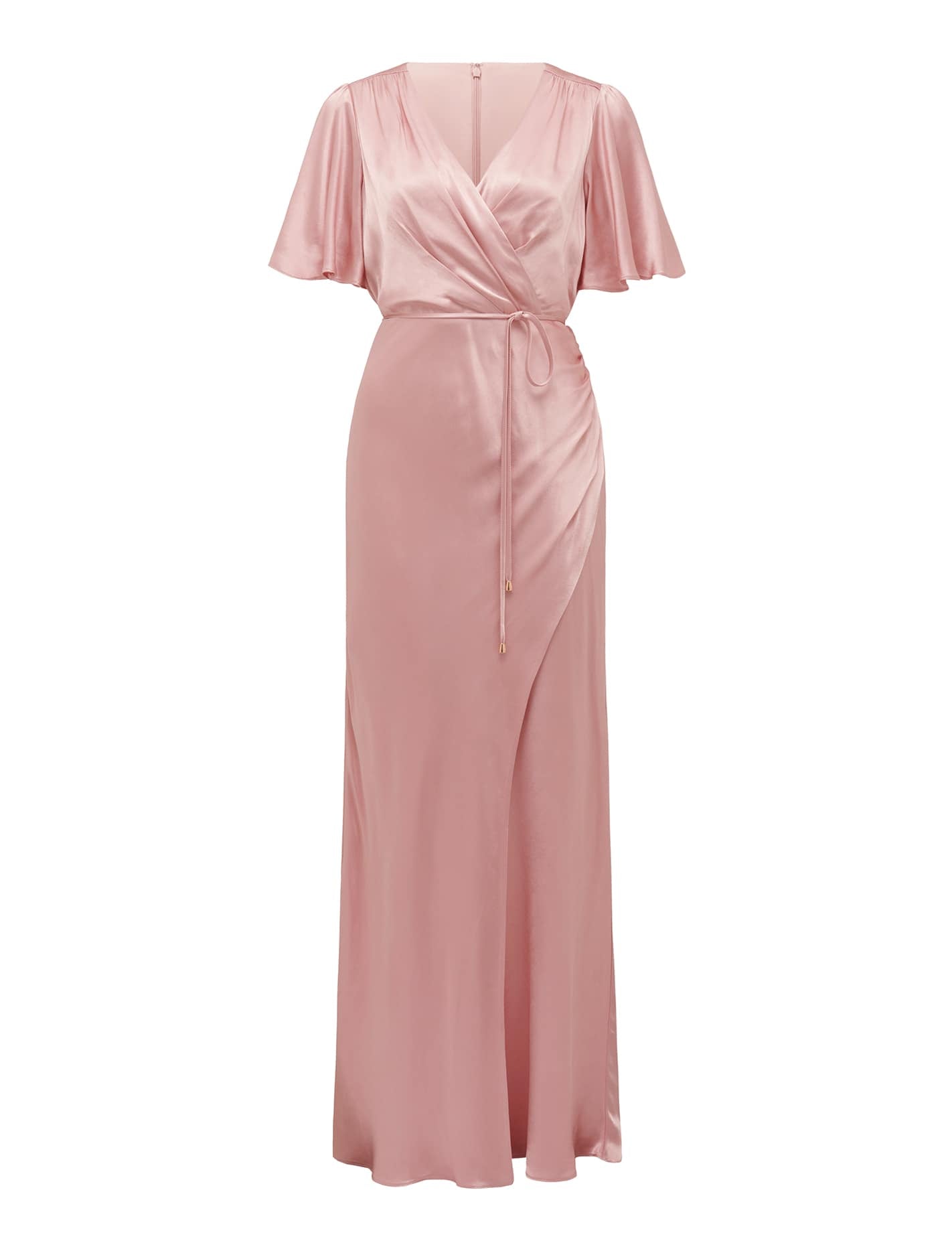 Chelsea Flutter Sleeve Satin Maxi Soft Blush_mannequin