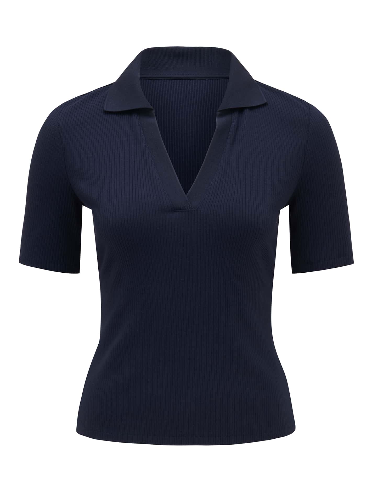 Pamela Polo V-Neck Top Navy_mannequin