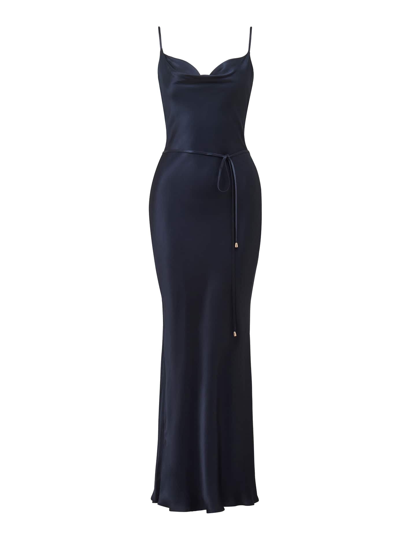 Lucy Petite Satin Cowl Maxi Deep Navy_mannequin