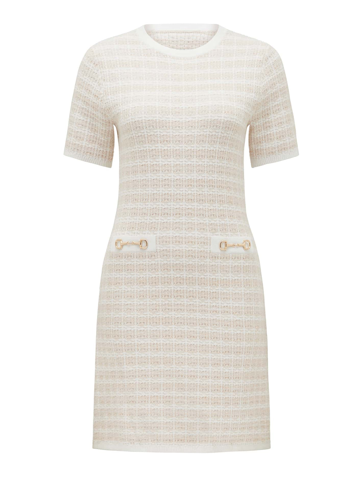 Paloma Check Mini Dress Neutral Check_mannequin