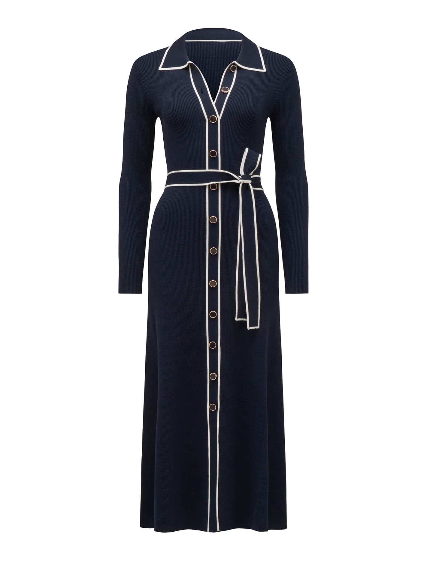 Clara Tipped A-Line Dress Navy_mannequin
