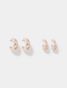 Carla Curve Earrings Two-Pack Rose Gold_mannequin