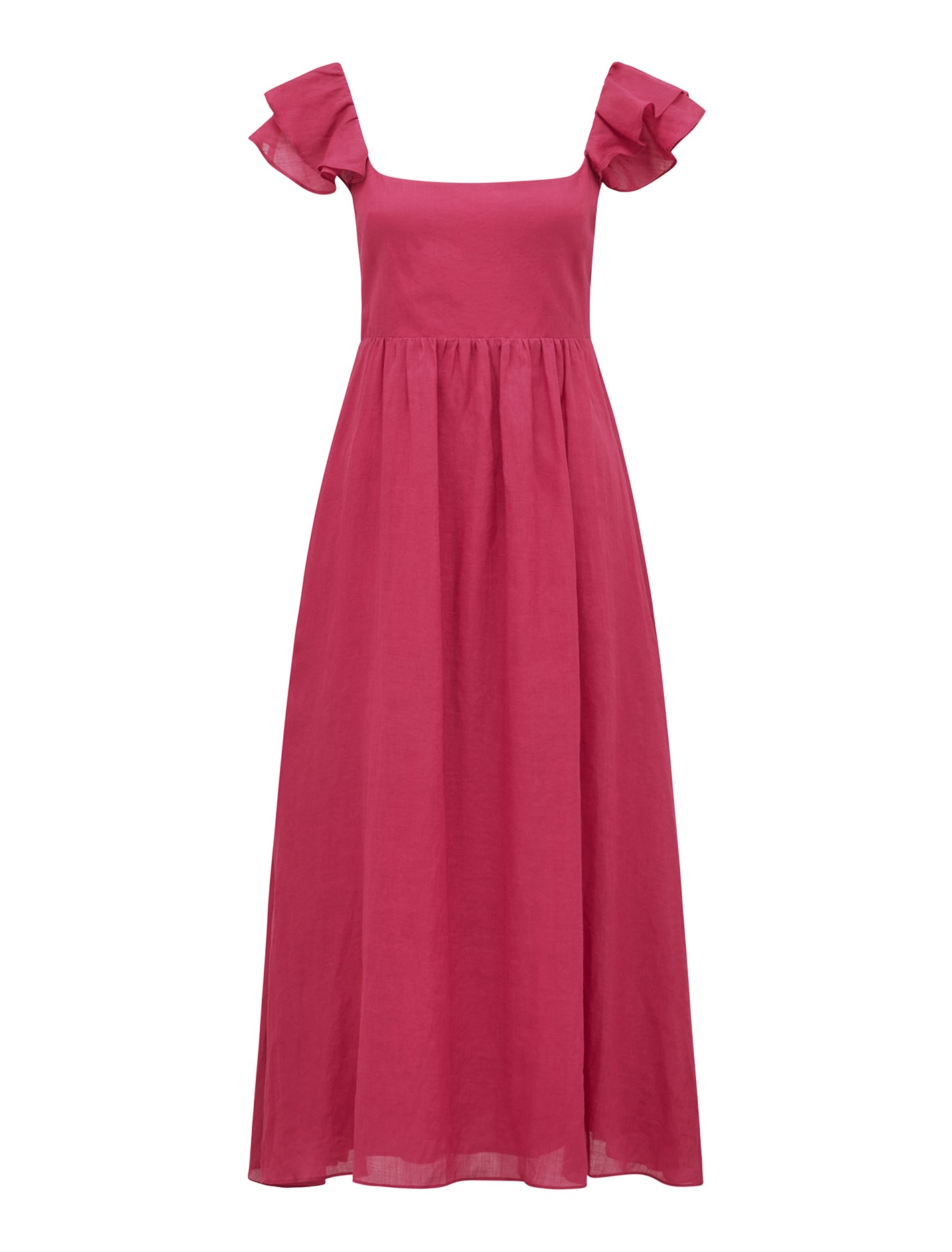 Darla Petite Flutter Sleeve Midi Claret_mannequin