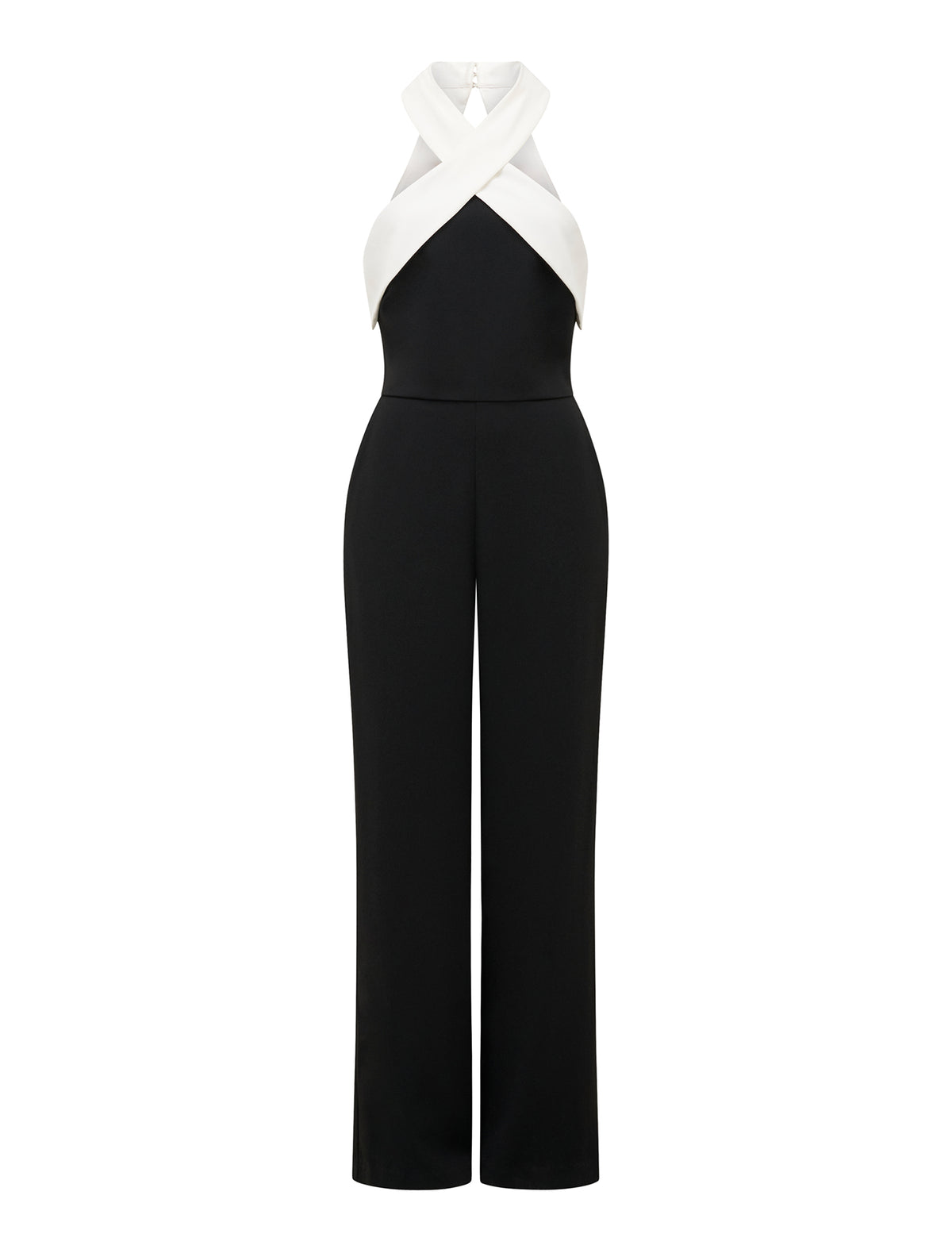 Andie Contrast Halter Jumpsuit Black & White_mannequin