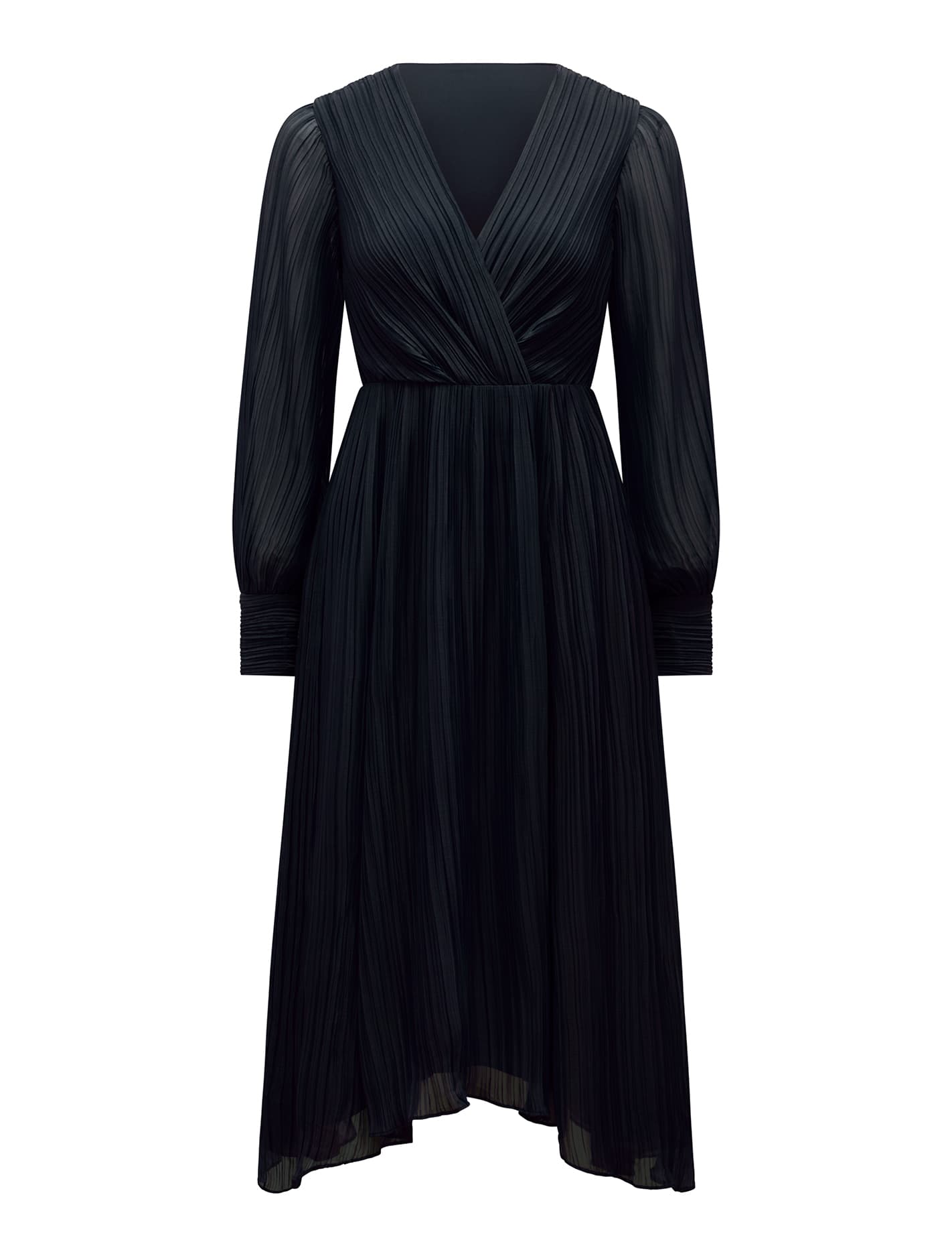 Genevieve Petite Crinkle Midi Navy_mannequin