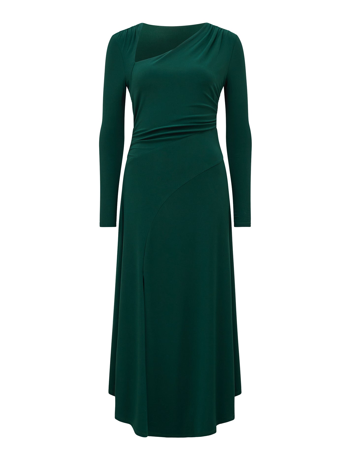 Sawyer Asymmetric Drape Dress Forest Moss_mannequin